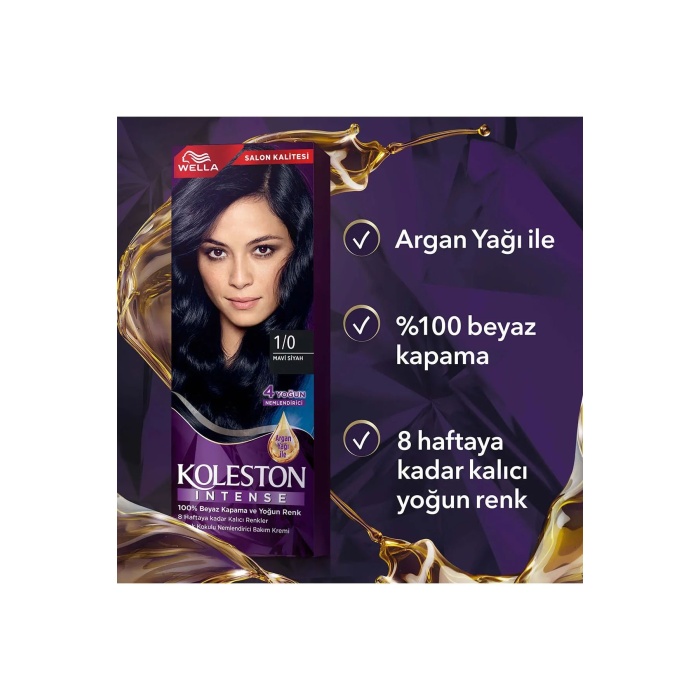 Koleston Intense Saç Boyası 1/0 Mavi Siyah - Salon Kalitesi