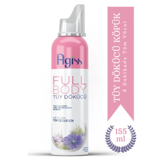 AGISS Full Body Tüm Vücut Tüy Dökücü, Tüy Azaltıcı Ve Tüy Geciktirici Köpük Tüy Dökücü Sprey 155ml