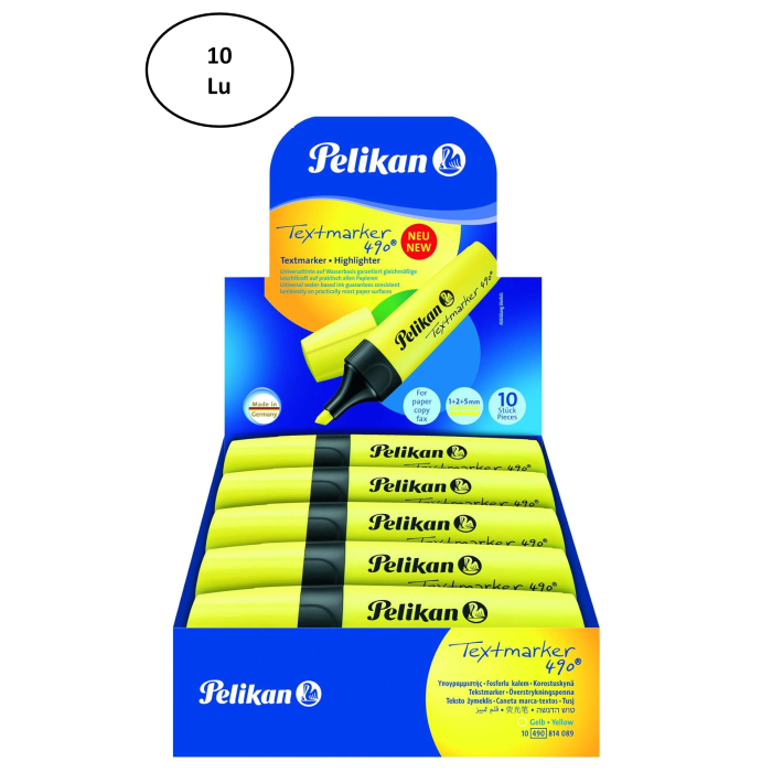 Pelikan 490 Fosforlu İşaretleme Kalemi Sarı 10 Lu