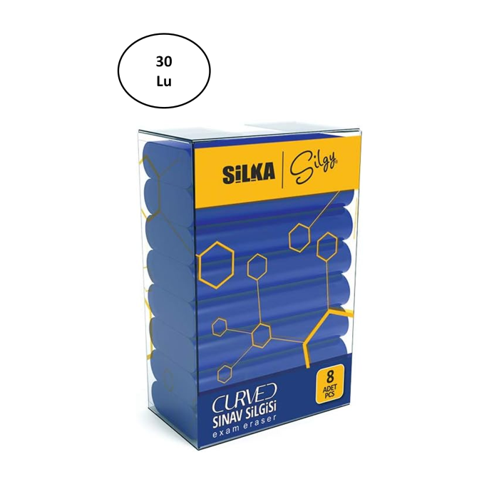 Silka Curved Sınav Silgisi 8li 30lu