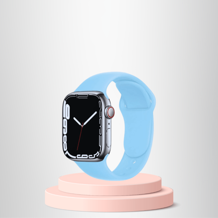 Apple Watch ultra Silikon Kordon 42-44-45-49 Mm/L Uyumlu AÇIK MAVİ