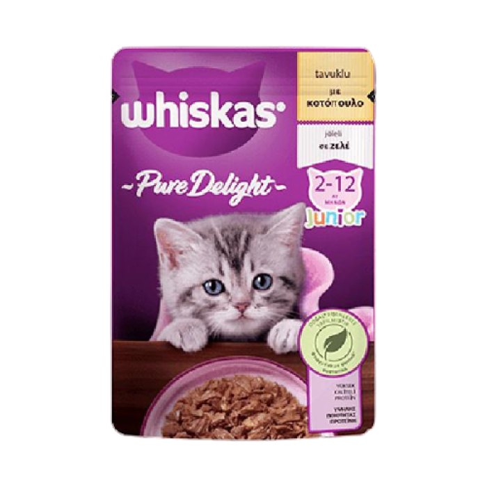 Whiskas Pouch Pure Delight Jöle İçinde Tavuklu Yavru Kedi Konservesi 85gr - Lisinya