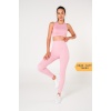 Toparlayıcı Dikişsiz Tayt-Crop Top Fitilli Büstiyer Tayt Crop Top Takım Pembe