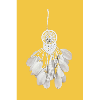 Kuş Tüylü Örümcek Örme Desen Örme Rüya Kapanı ( Dream Catcher)