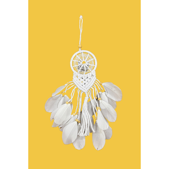 Kuş Tüylü Örümcek Örme Desen Örme Rüya Kapanı ( Dream Catcher)