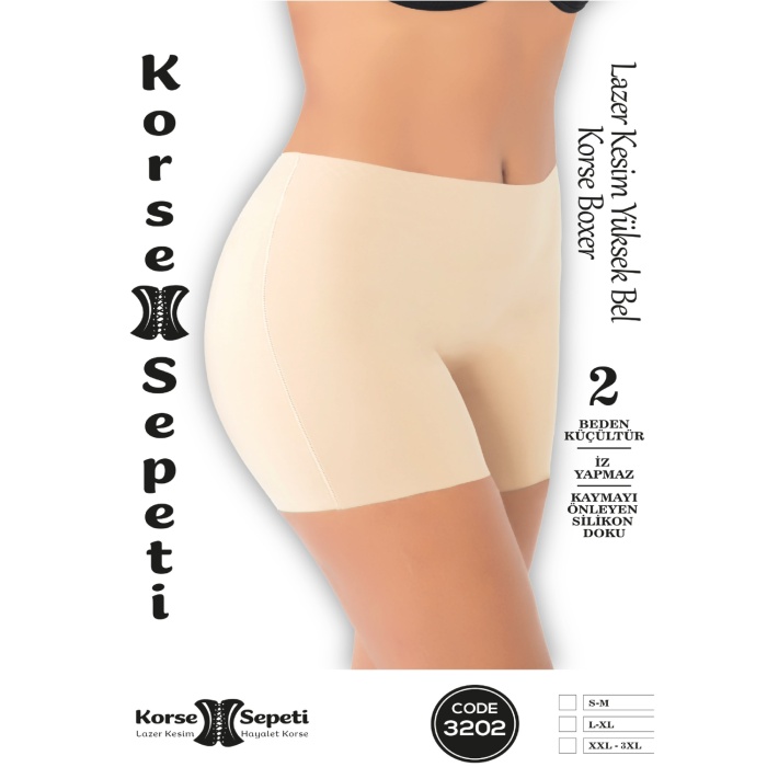 Korse Sepeti - Lazer Kesim Yüksek Bel Korse Boxer - 3202