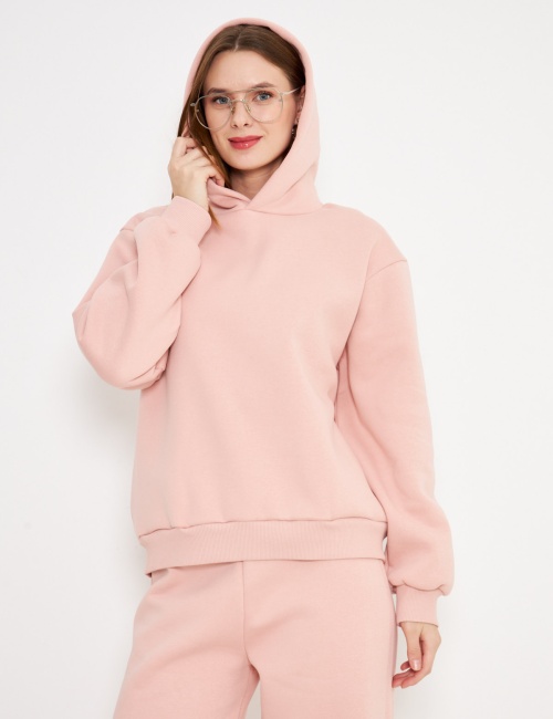 Kadın Kapüşonlu cepli Sweatshirt Pembe