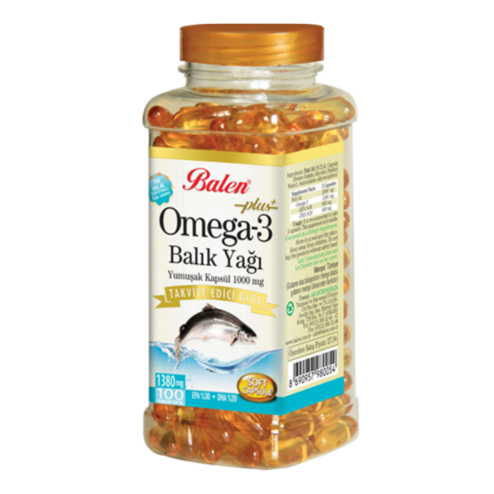 Balen Omega3 Balık Yağı (EPA:300mg + DHA:200mg) Yumuşak Kapsül 100 ADET 1000 mg