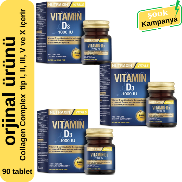 Nutraxin B12 Vitamini 3lü (1000 Mcg) - Dil Altı 60 Tableti