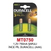 1,2V 750mA ŞARJLI İNCE PİL DURACELL (AAA)