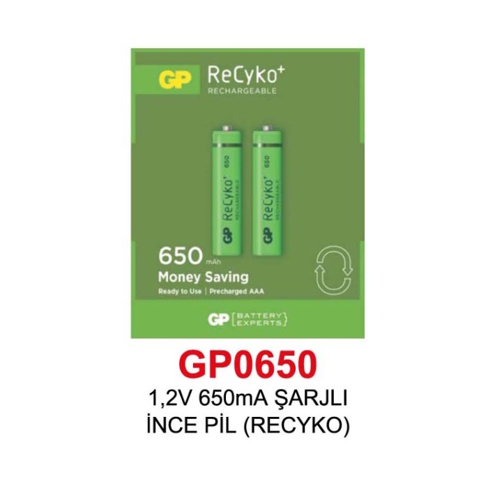 1,2V 650mA ŞARJLI İNCE PİL (RECYKO)