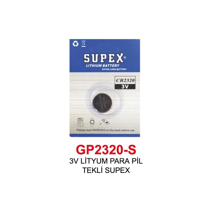 3V LİTYUM PARA PİL TEKLİ SUPEX 2320