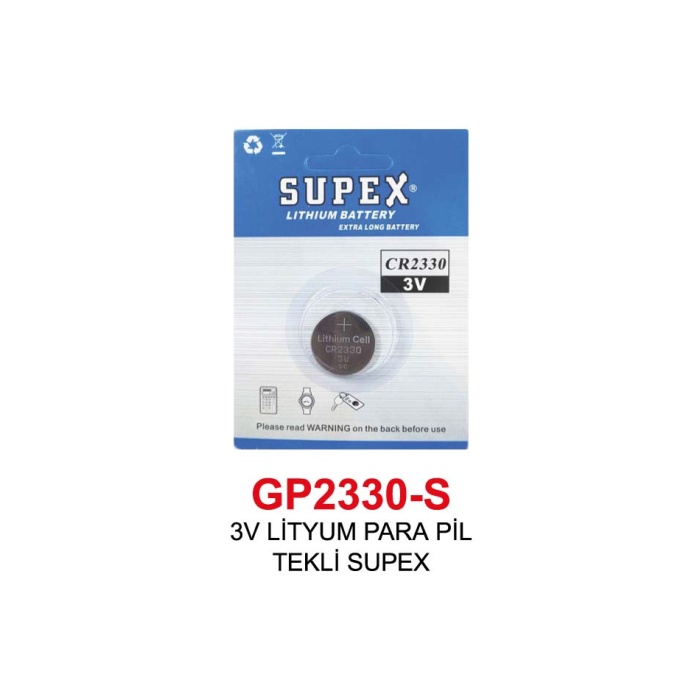 3V LİTYUM PARA PİL TEKLİ SUPEX 2330-S