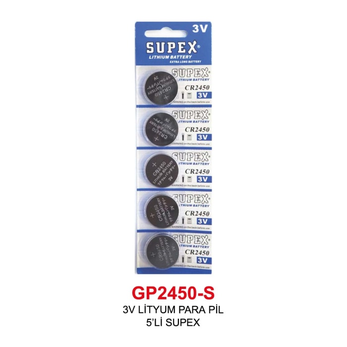 3V LİTYUM PARA PİL 5’Lİ  2450 SUPEX