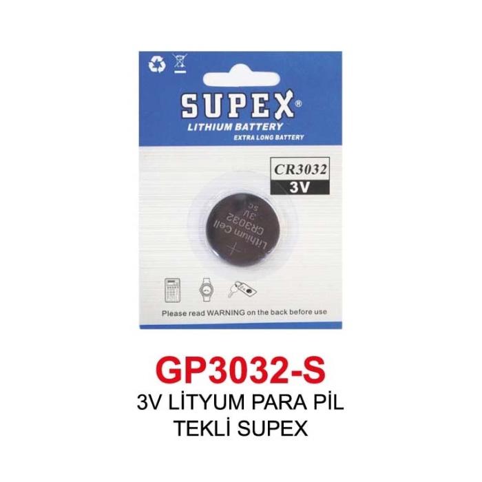 3V LİTYUM 3032-S PARA PİL TEKLİ SUPEX