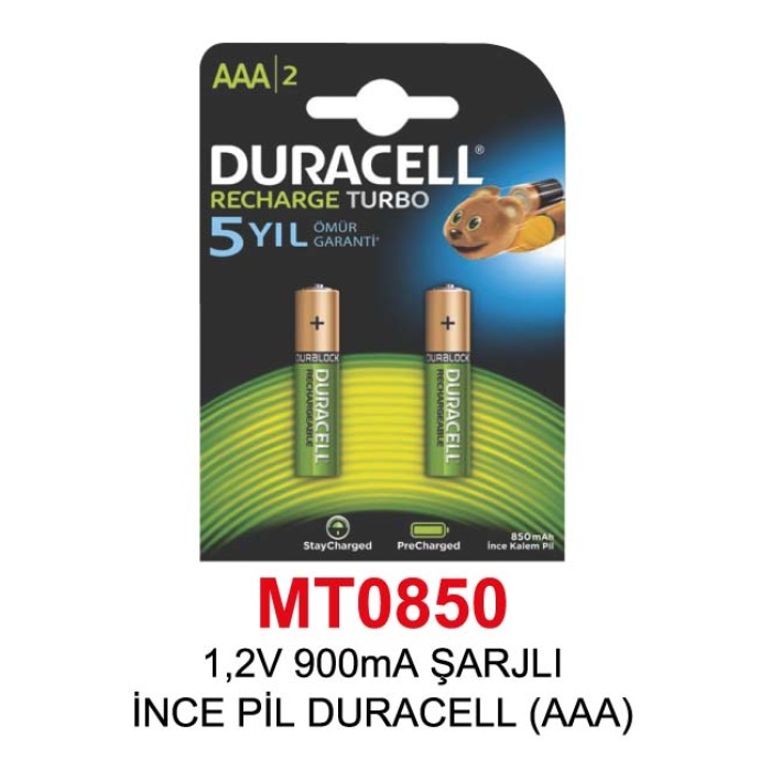 1,2V 900mA ŞARJLI İNCE PİL DURACELL (AAA)