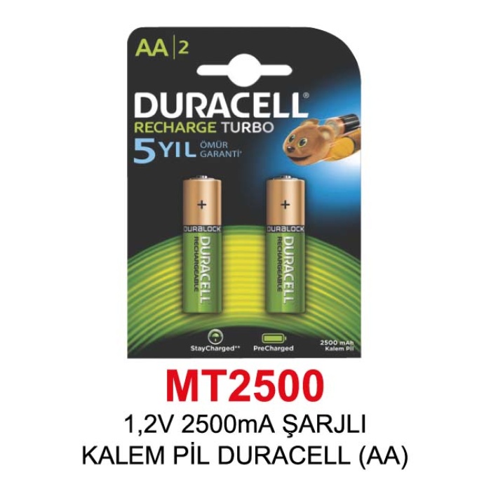 1,2V 2500mA ŞARJLI KALEM PİL DURACELL (AA)