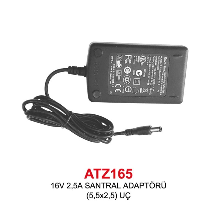 16V 2,5A SANTRAL ADAPTÖRÜ (5,5x2,5) UÇ