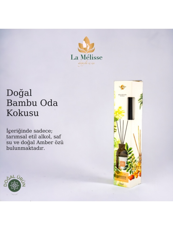 Bambu Çubuklu Doğal Oda Kokusu Amber ( Reed Diffuser ) 50 ml