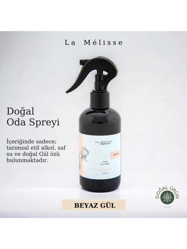 Doğal Beyaz Gül Oda ve Çamaşır Kokusu, Doğal Çiçek özlü, Doğal İçerikli, 250 ml