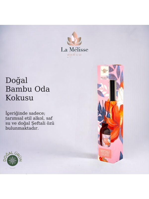 Bambu Çubuklu Doğal Oda Kokusu Şeftali Çiçeği ( Reed Diffuser ) 50 ml