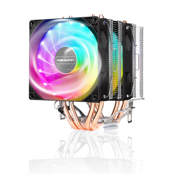 GM-420 2 Fanlı 4 Bakır Borulu RGB Kule Tipi Siyah Cpu Fan