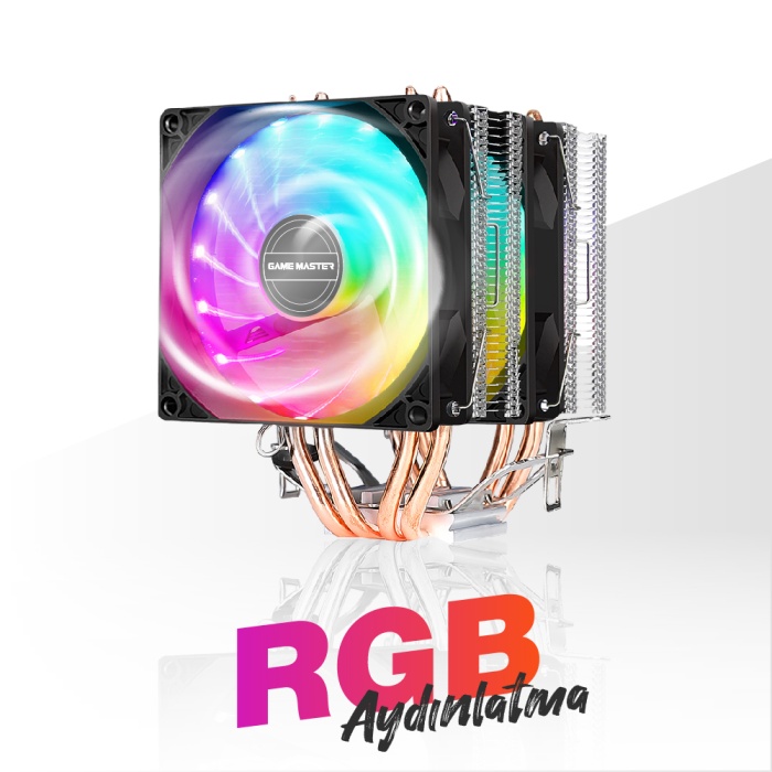 GM-400A 4 Bakır Borulu RGB Kule Tipi Siyah Cpu Fan