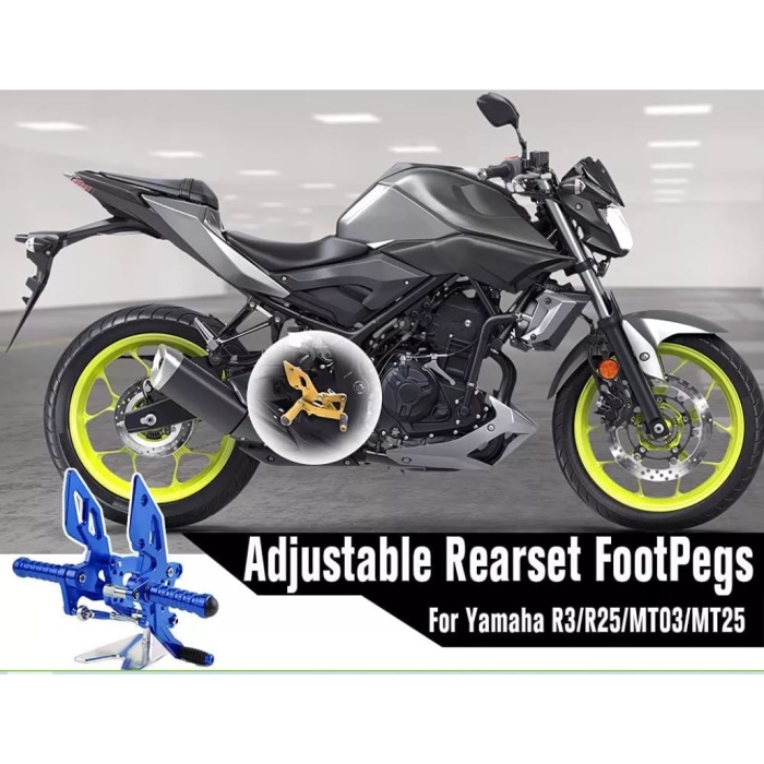 YAMAHA R25 MT25 R3 CNC AYARLANABİLİR AYAKLIK SET - SAĞ SOL - SİYAH