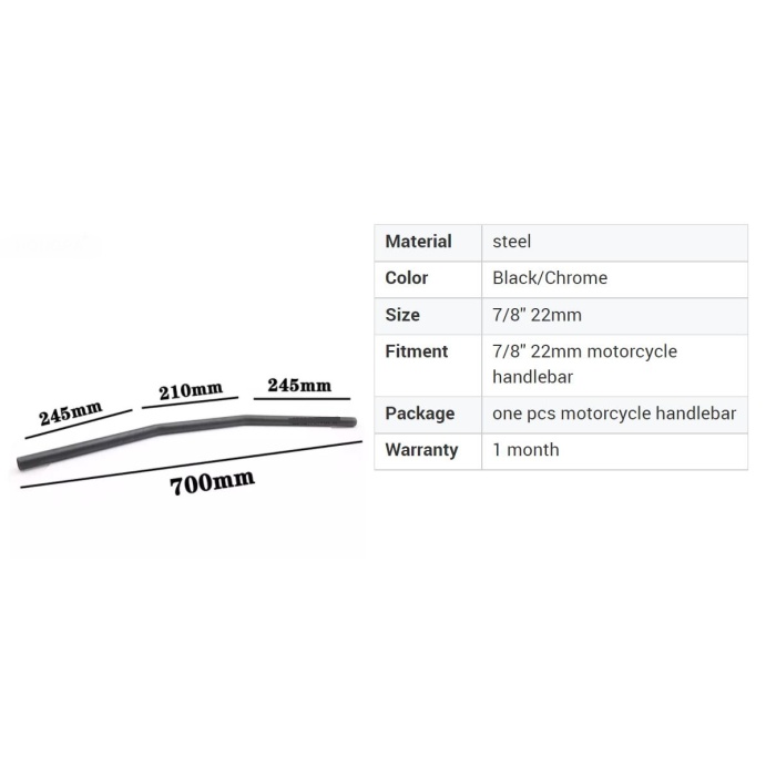 CHOPPER HARLEY CAFE RACER - EĞİK GIDON - 22MM - KROM -