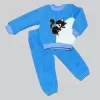 1-2-3 Yaş Masum Yavru Sincap Nakışlı Kuzu Kumaş Sweat Pantolon 2li Kız Erkek Bebek Takımı Saks Mavisi