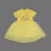 1-2-3 Yaş Tül Fiyonk Çiçekler Nakışlı Astarlı Kız Bebek Tütü Elbisesi Sarı