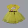 1-2-3 Yaş Tül Tokalı Bulut Civciv Ve Yıldız Nakışlı Kız Bebek Elbisesi Sarı
