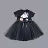1-2-3 Yaş Tül Tokalı Bulut Civciv Ve Yıldız Nakışlı Kız Bebek Elbisesi Siyah