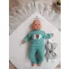 Yenidoğan Kuzulu Taç Nakış Güpürlü Fiyonklu Duvaklı Prizma Taş Unisex Kundak Bebek Battaniyesi Ekru