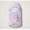 Yenidoğan Düğme Detaylı Çizgi Efektli Çift Fiyonk Klasik Kundak Bebek Battaniyesi Pembe