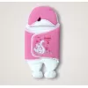 Yenidoğan Çiçekli Ördek Nakışlı Şapkalı Kız Bebek Ayaklı Kundak Bebek Battaniyesi Pembe
