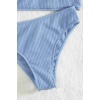 Angelsin Özel Fitilli Kumaş Yüksek Bel Tankini Bikini Takım Mavi Ms4169