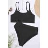 Angelsin Yüksek Bel Özel Kumaş Tankini Bikini Takım Siyah Ms4174