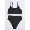 Angelsin Yüksek Bel Özel Kumaş Tankini Bikini Takım Siyah Ms4174