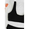 Angelsin Özel Fitilli Kumaş Yüksek Bel Tankini Bikini Takım Siyah-ms4169