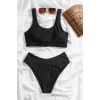 Angelsin Yüksek Bel Tankini Bikini Takım Siyah-ms4345