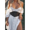 Beruflic Göğüs Altı Elbise Kıyafet Üstüne Önden Ve Arkadan Bağlamalı Ayarlı Suni Deri Kemer