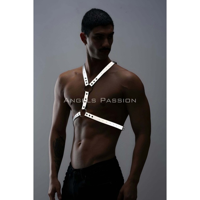 Karanlıkta Parlayan (reflektörlü) Erkek Göğüs Harness, Erkek Parti Giyim - Brfm108