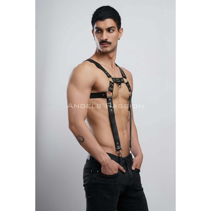 Erkek Göğüs Harness, Erkek Deri Pantolon Askısı, Erkek Clubwear - Brfm23