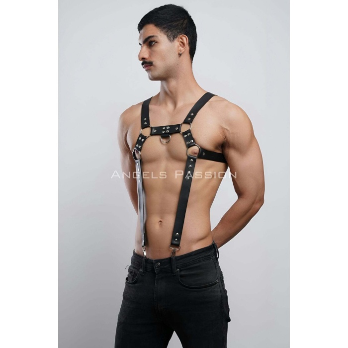 Erkek Göğüs Harness, Erkek Deri Pantolon Askısı, Erkek Clubwear - Brfm23