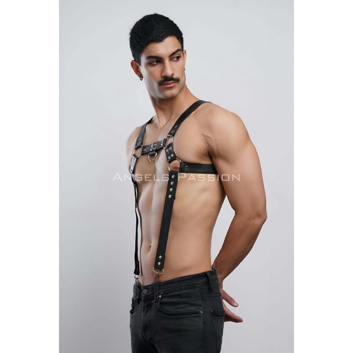 Erkek Göğüs Harness, Erkek Deri Pantolon Askısı, Erkek Clubwear - Brfm23