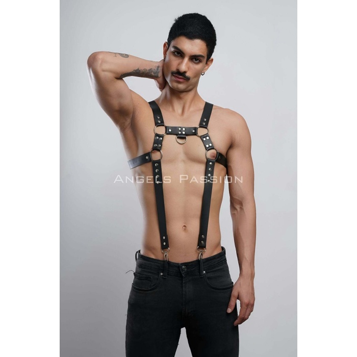 Erkek Göğüs Harness, Erkek Deri Pantolon Askısı, Erkek Clubwear - Brfm23