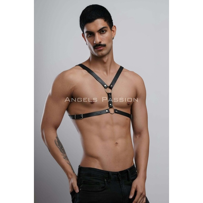 Erkek Deri Göğüs Harness, Erkek Fantazi Giyim, Clubwear, Partywear - Brfm44