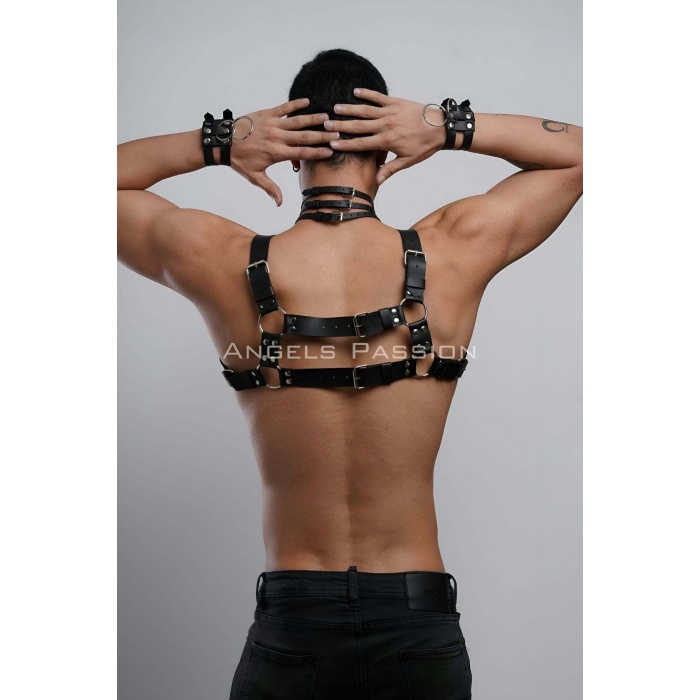 Gay Fantazi Giyim, Erkek Partywear, Tecnowear, Erkek Göğüs Harness- Brfm55