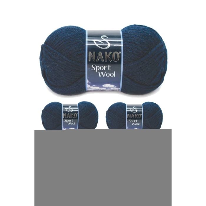 5 Adet Sport Wool Atkı Bere Ceket Yelek Örgü İpi Yünü No: 3088 Lacivert